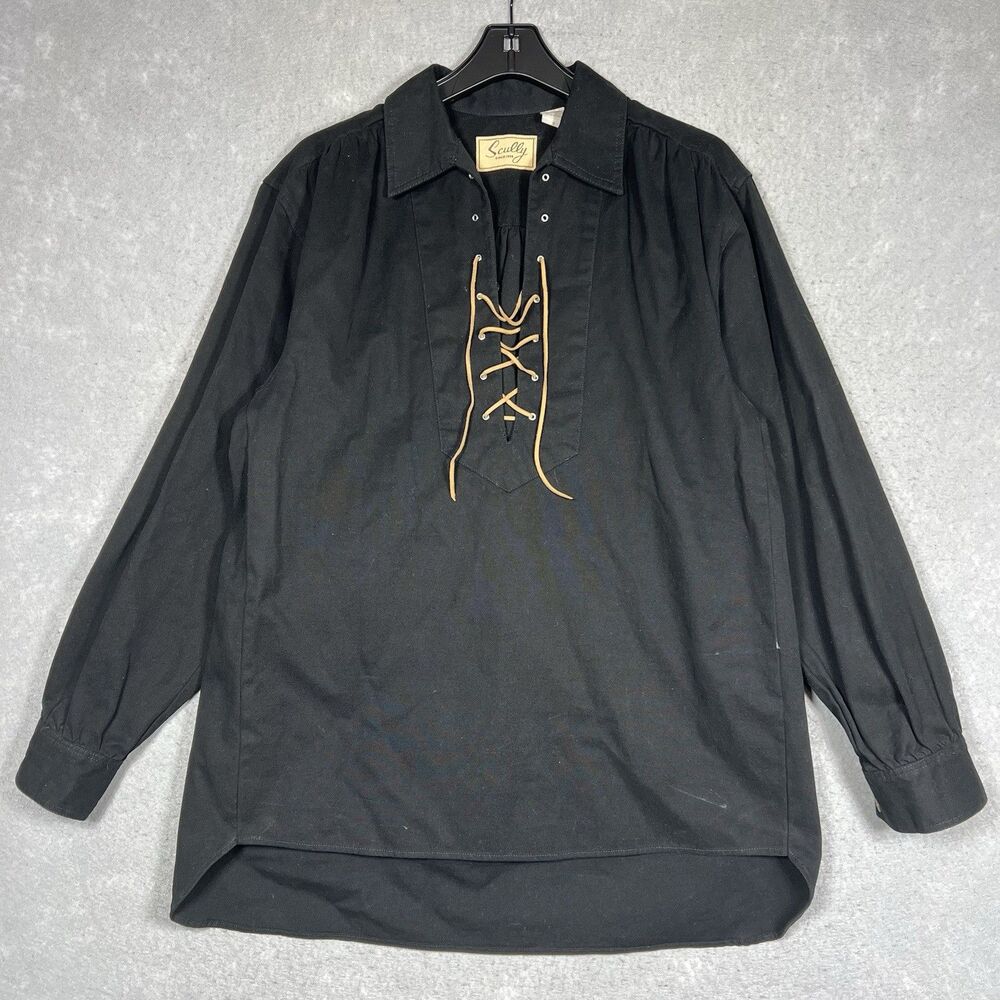Scully Pullover Shirt LEATHER LACING Western Range Wear Men’s Small Old West